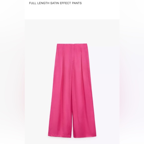 Zara Pink Wide Leg Pants Flowing High-Waisted Design - Picture 1 of 2
